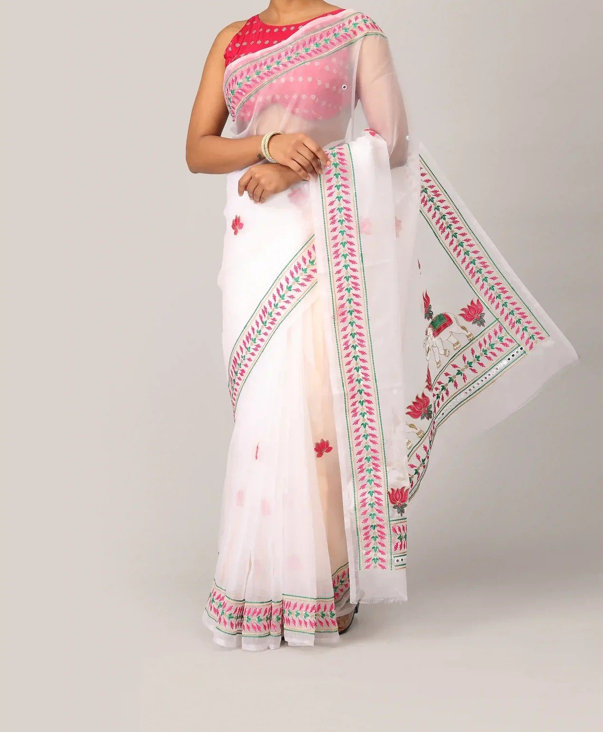 Ivory White Heritage Embroidered Saree Ivory White Heritage Embroidered Saree