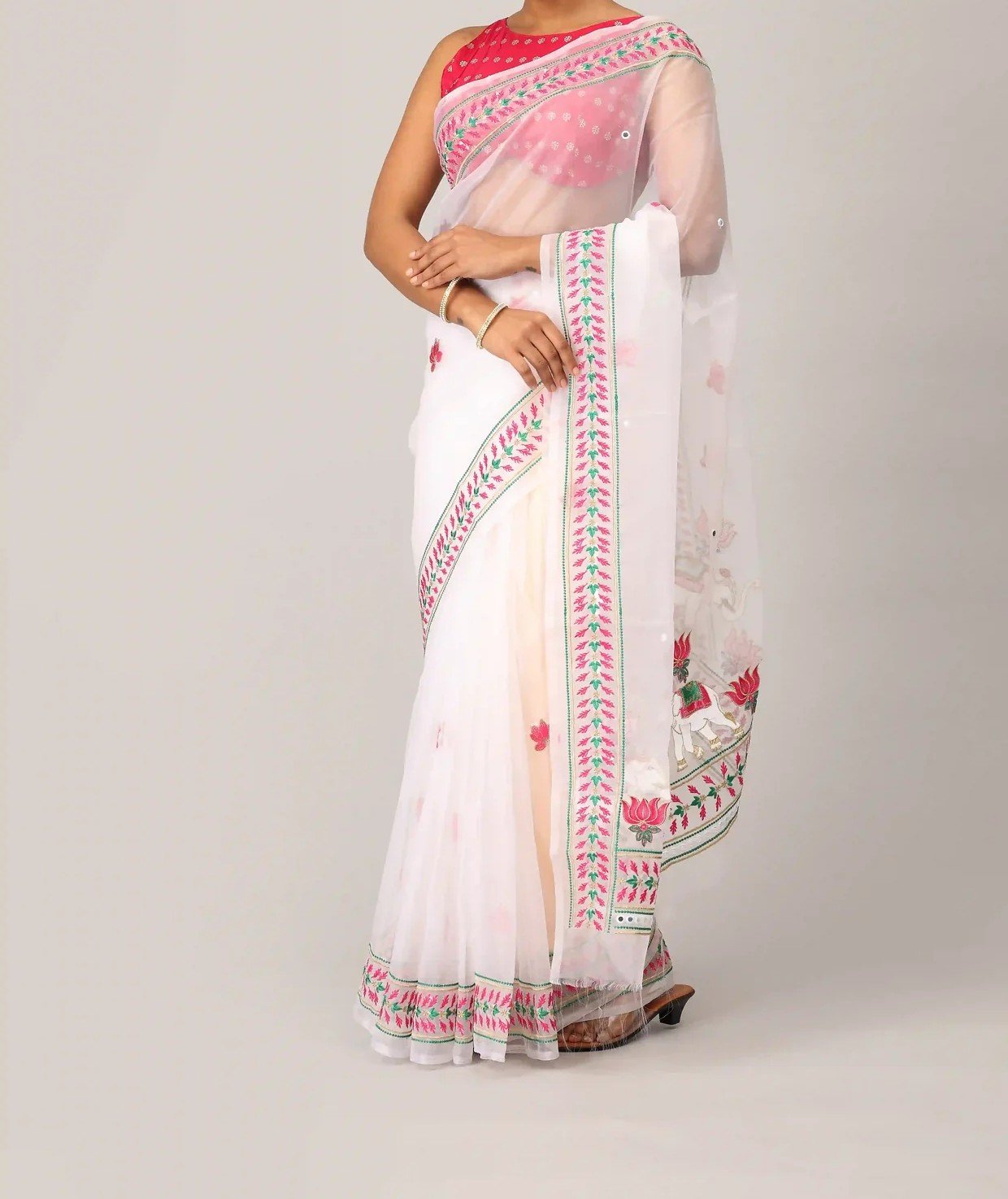 Ivory White Heritage Embroidered Saree Ivory White Heritage Embroidered Saree