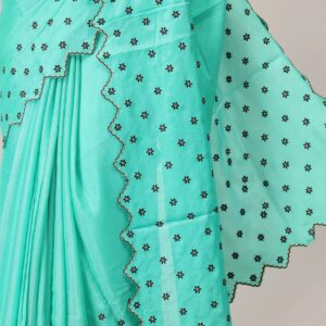 Aqua Mint Embroidered Saree
