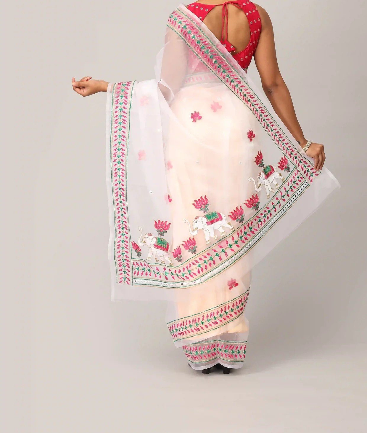 Ivory White Heritage Embroidered Saree Ivory White Heritage Embroidered Saree