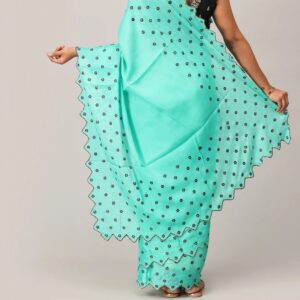 Aqua Mint Embroidered Saree
